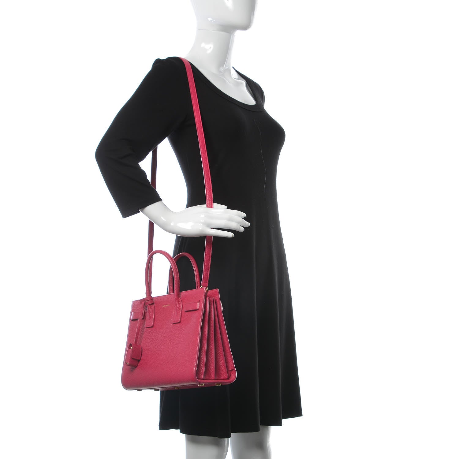 Saint Laurent Grained Calfskin Baby Sac De Jour Lipstick Fuchsia 2 of 10