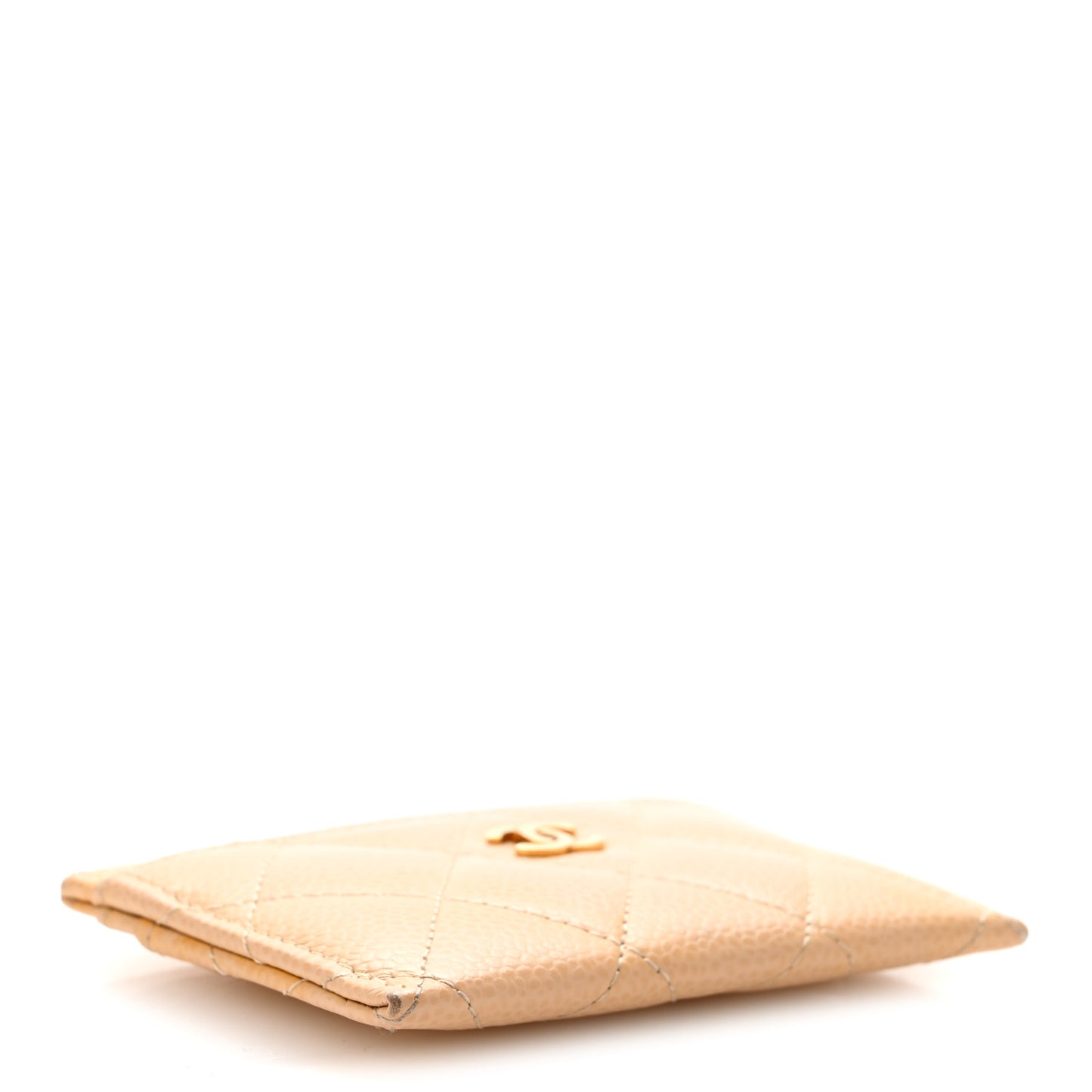 Caviar Quilted Card Holder Beige