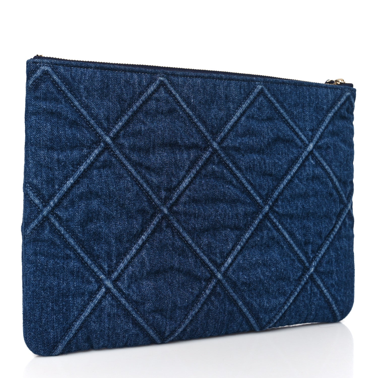 Chanel Denim Quilted Large Chanel 19 Cosmetic Case Blue 3 of 10