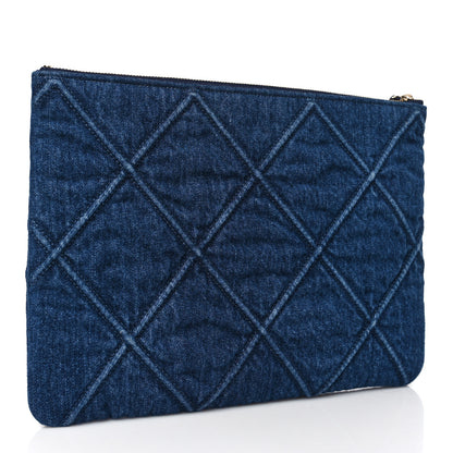 Chanel Denim Quilted Large Chanel 19 Cosmetic Case Blue 3 of 10