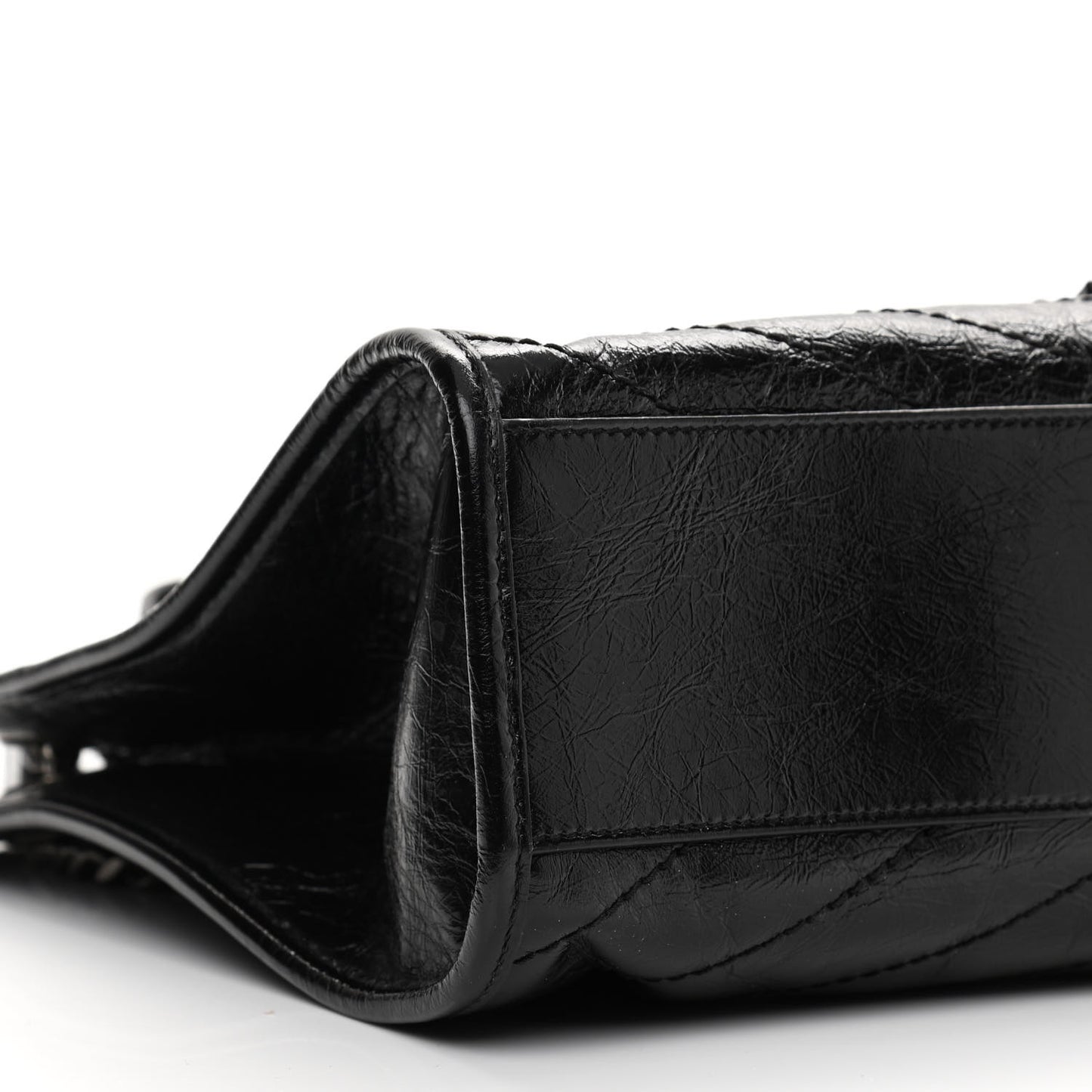 Crinkled Calfskin Matelasse Monogram Medium Niki Shopper Tote Black