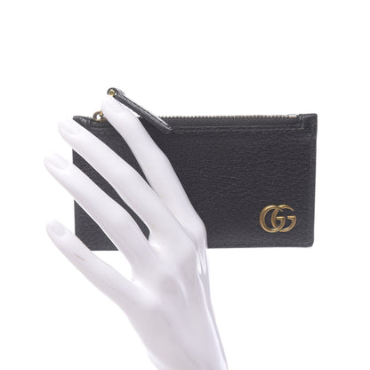 Gucci Calfskin Boar Effect GG Marmont Coin Case Card Holder Black 2 of 6