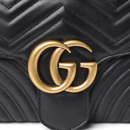Gucci Calfskin Matelasse Medium GG Marmont Shoulder Bag Black 10 of 10