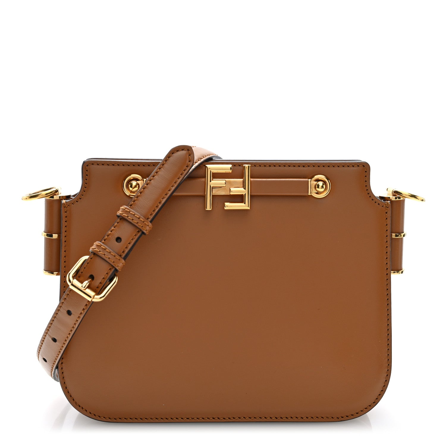 Fendi Vitello King Luxor Fendi Touch Shoulder Bag Caramello 1 of 10