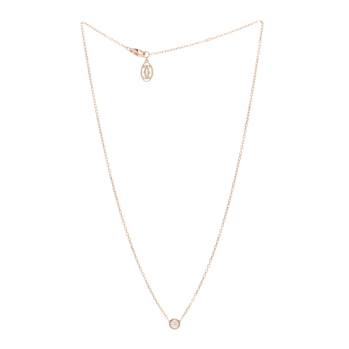 18K Pink Gold Diamond LM D'Amour Pendant Necklace