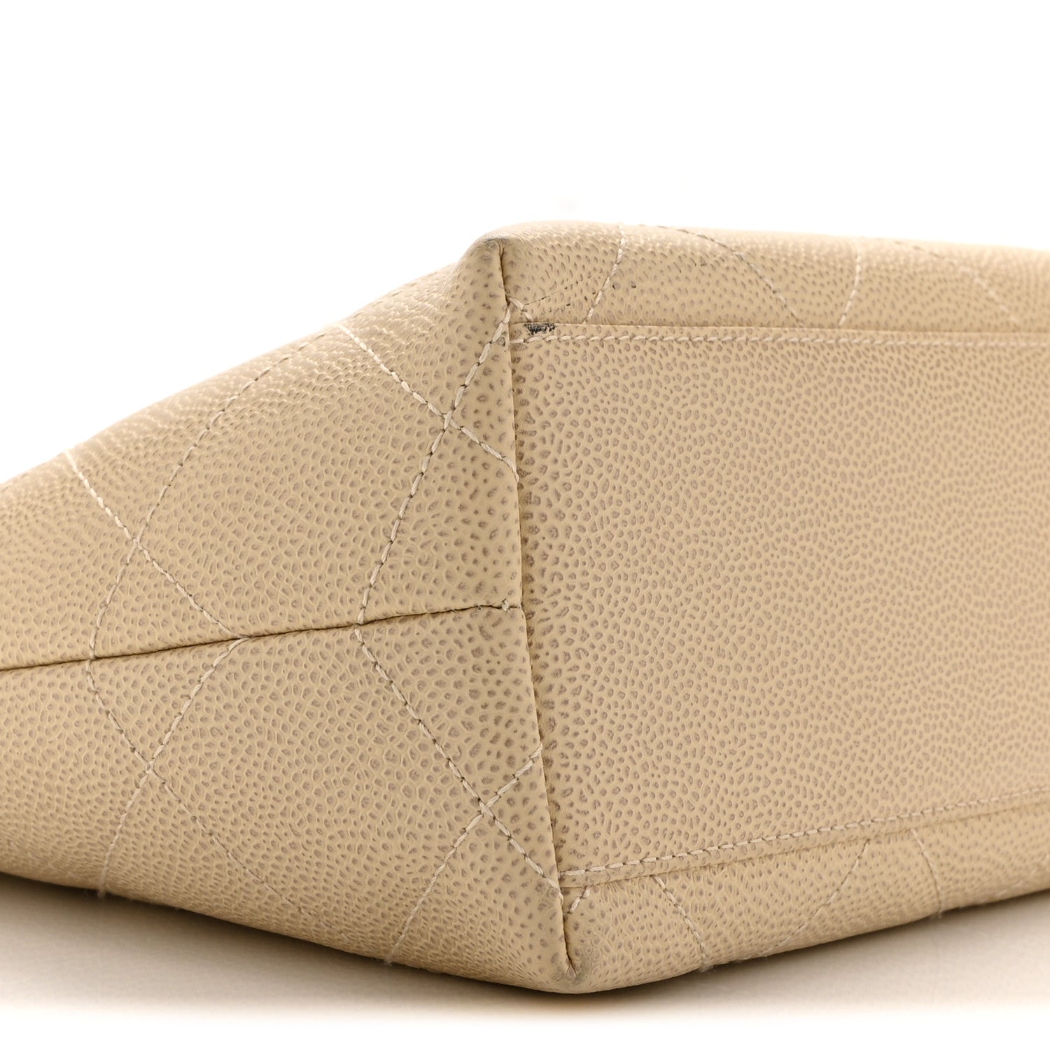 Chanel Caviar CC Wood Handle Tote Beige 10 of 11