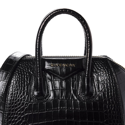 Givenchy Calfskin Crocodile Embossed Mini Antigona Black 10 of 10