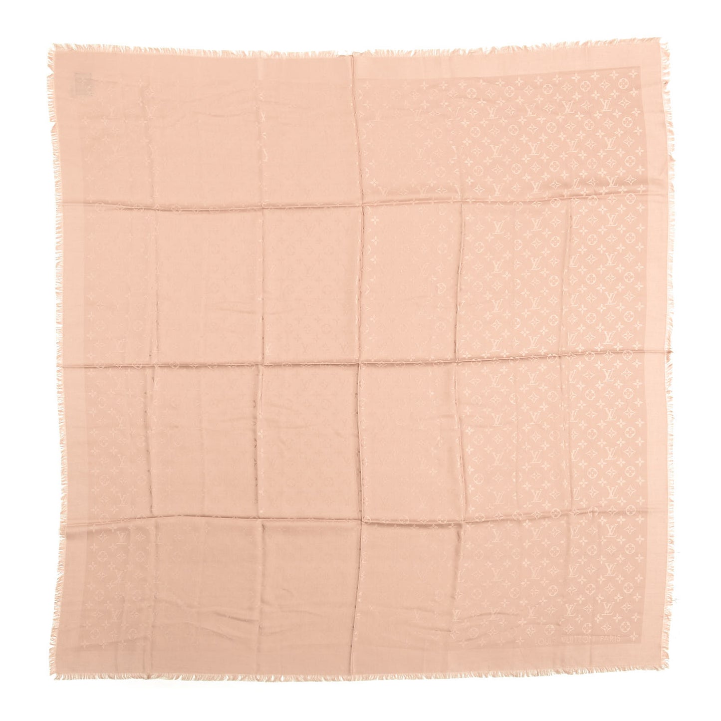 Silk Wool Monogram Shawl Natural