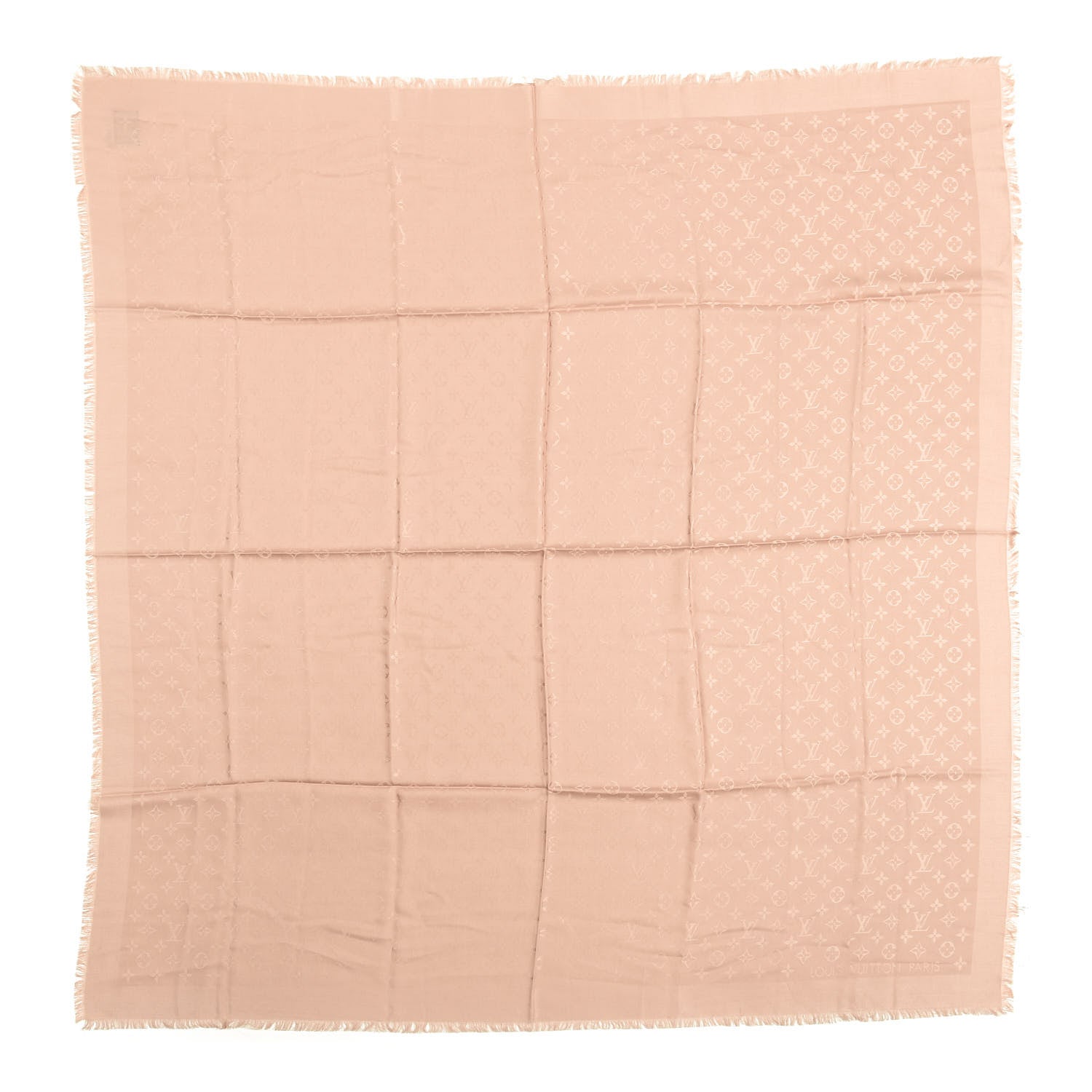 Louis Vuitton Silk Wool Monogram Shawl Natural 1 of 3
