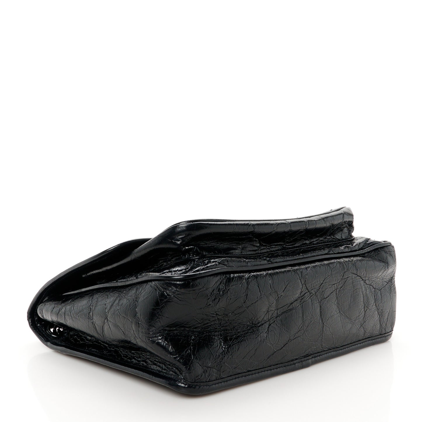 Crinkled Calfskin Matelasse Monogram Medium Niki Chain Satchel Black