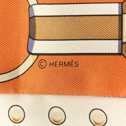 Hermes Silk Grand Tralala Twilly Creme Roux Corail 4 of 4