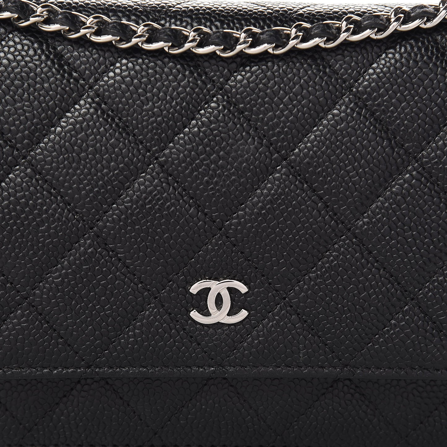Caviar Quilted Wallet On Chain WOC Black