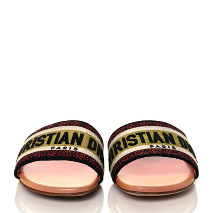 Christian Dior Canvas Dioraura Embroidered Dway Flat Slide Sandals 35 Multicolor 2 of 10