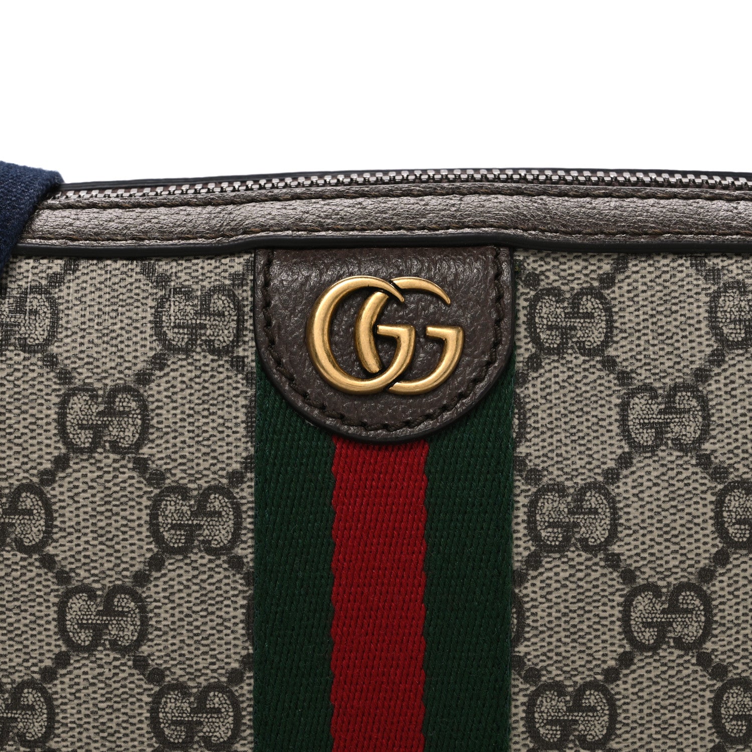 Gucci GG Supreme Monogram Textured Dollar Calfskin Web Ophidia Wristlet Shoulder Bag Beige Ebony New Acero 8 of 10