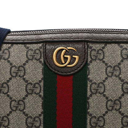 Gucci GG Supreme Monogram Textured Dollar Calfskin Web Ophidia Wristlet Shoulder Bag Beige Ebony New Acero 8 of 10