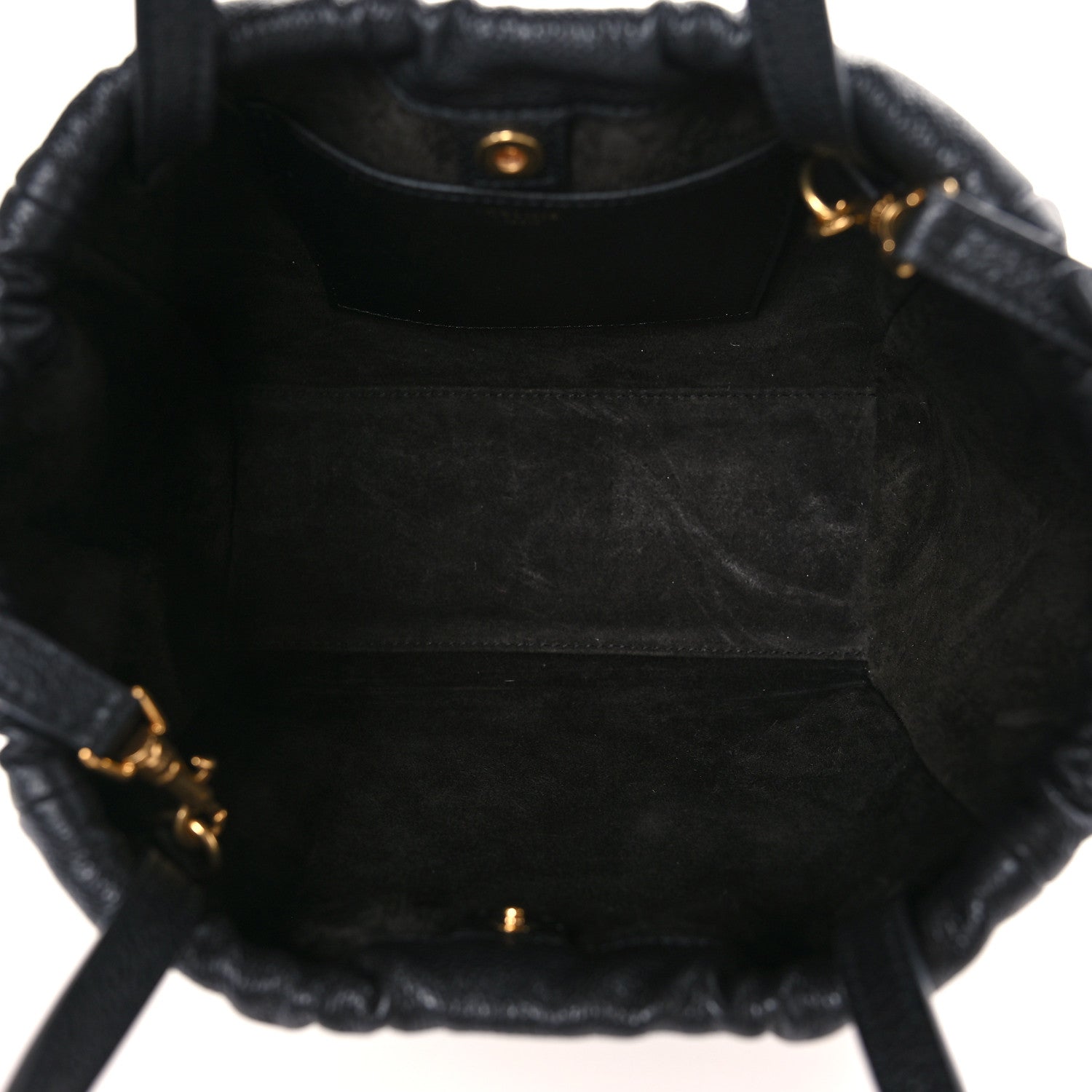 Celine Calfskin Cuir Small Triomphe Cabas Drawstring Black 4 of 7