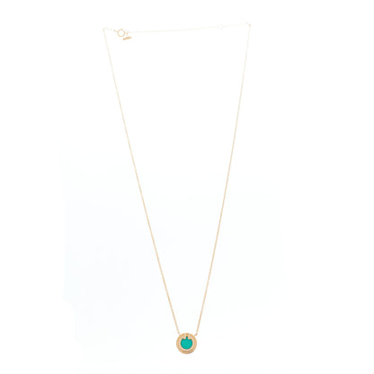 Tiffany 18K Rose Gold Diamond Turquoise Small T Circle Pendant Necklace 3 of 7