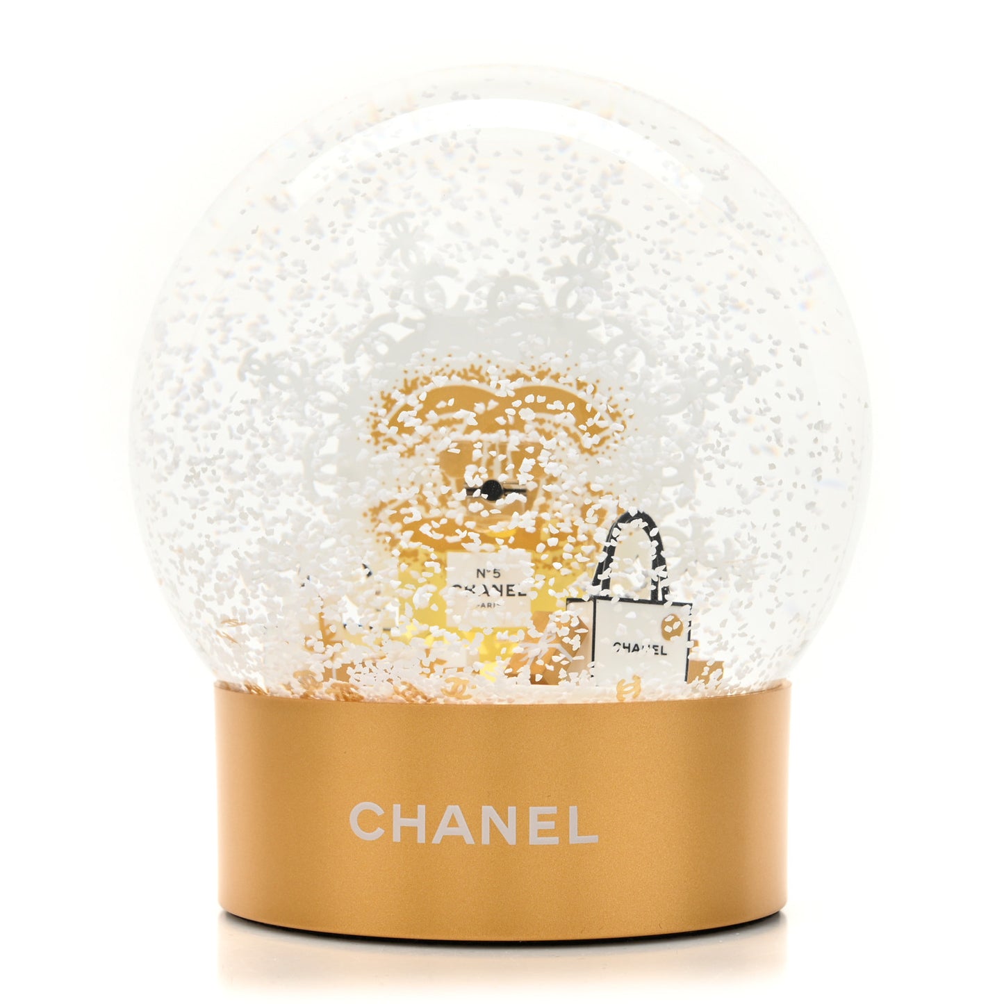 Glass N°5 Perfume Bottle Snow Globe
