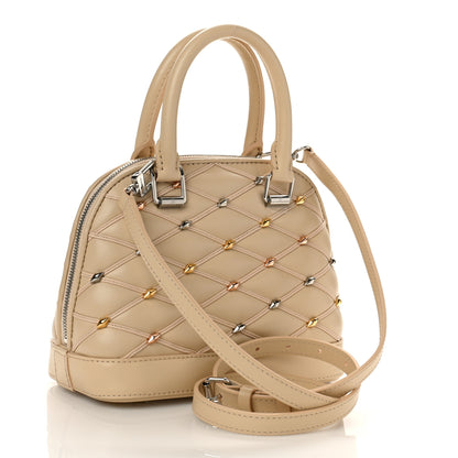 Louis Vuitton Lambskin Quilted Studded Alma BB Beige 3 of 8