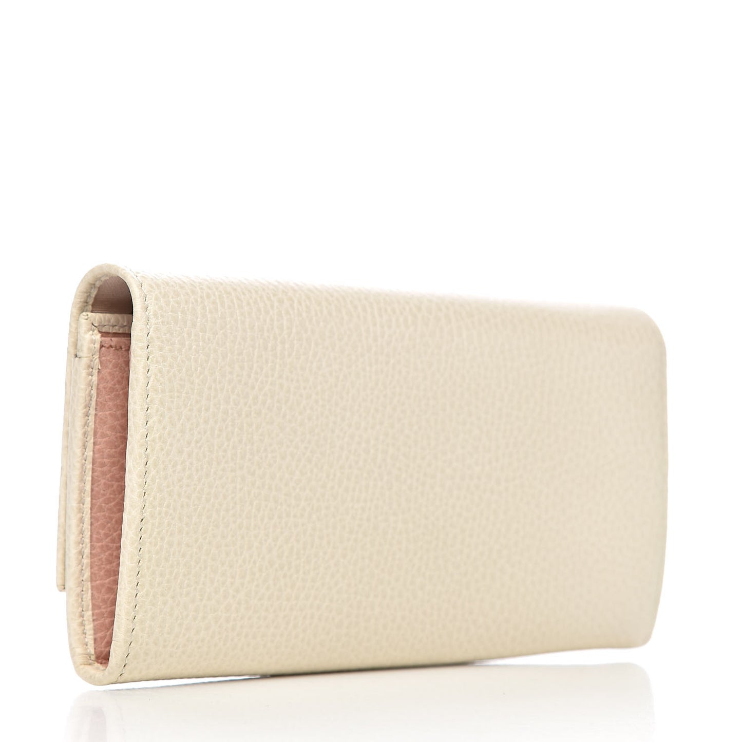 Calfskin Crystal Bow Continental Wallet Off White