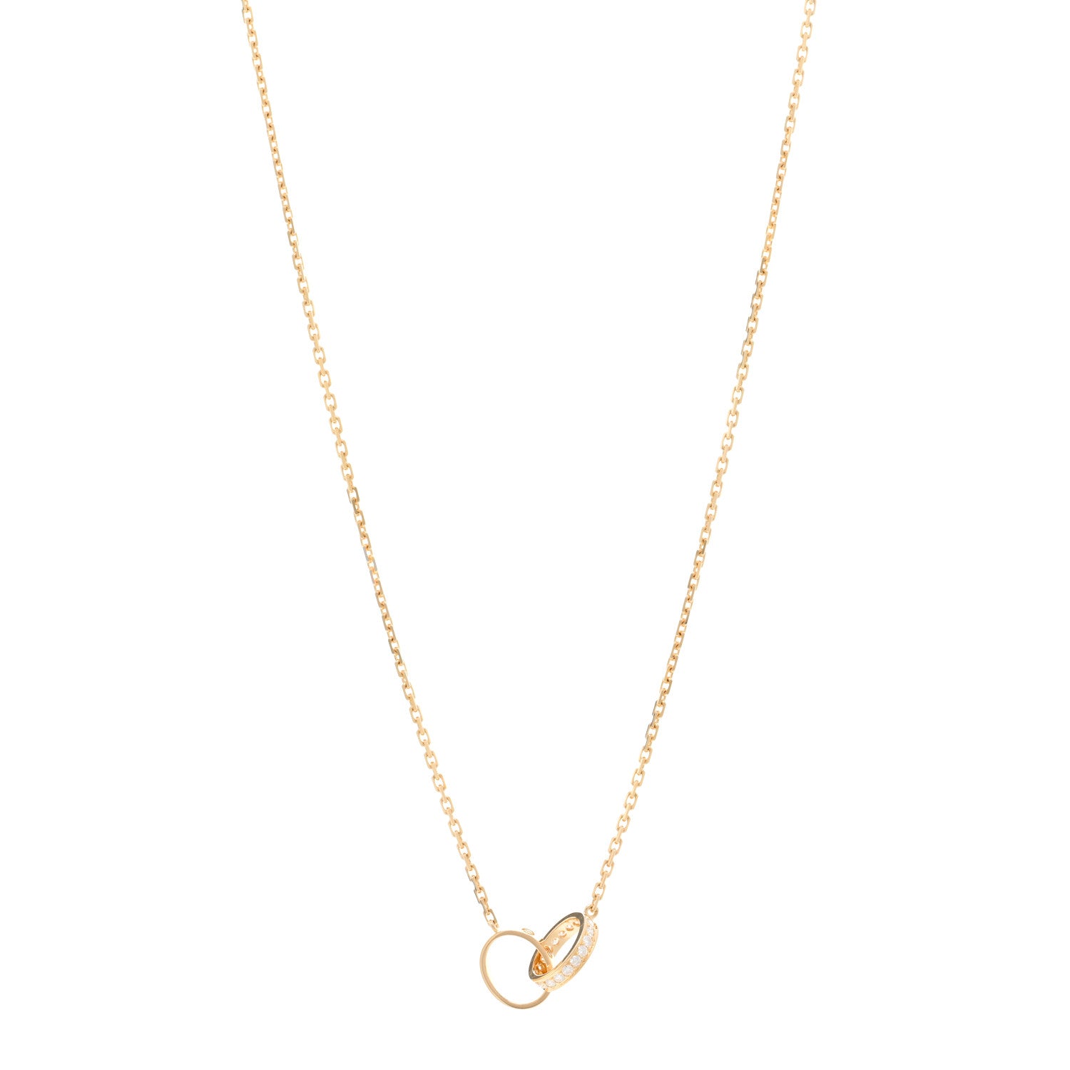 Cartier 18K Yellow Gold Diamond Interlocking LOVE Necklace 1 of 5