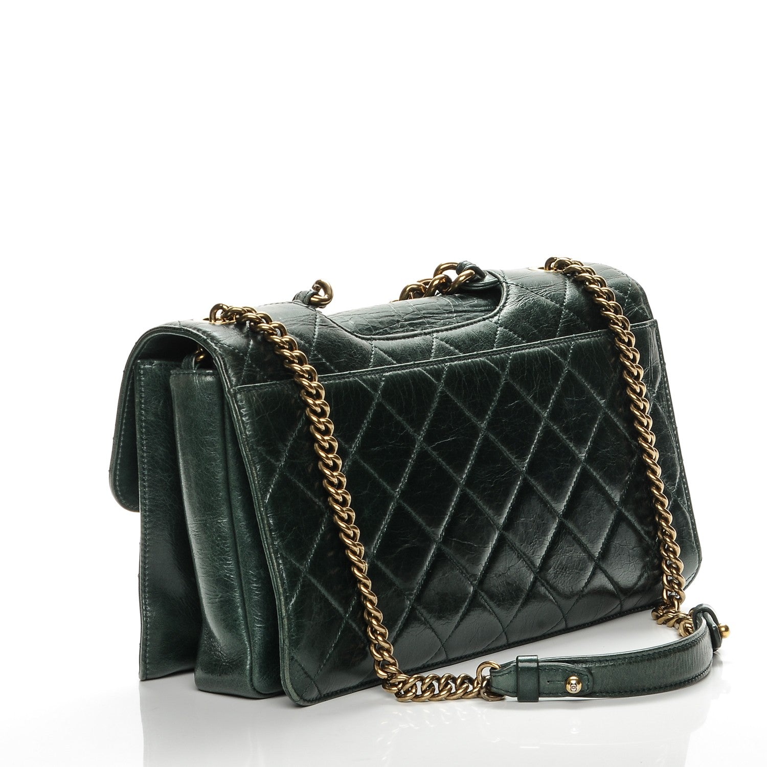 Chanel Glazed Calfskin Quilted Perfect Edge Large Flap Green 3 of 10