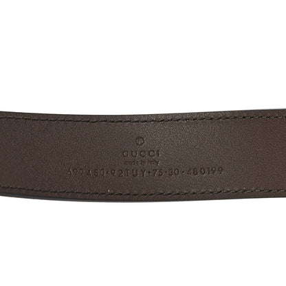 Gucci GG Supreme Monogram Plutone Calfskin Enamel Interlocking G 30mm Belt 75 30 Beige Ebony New Acero 4 of 6