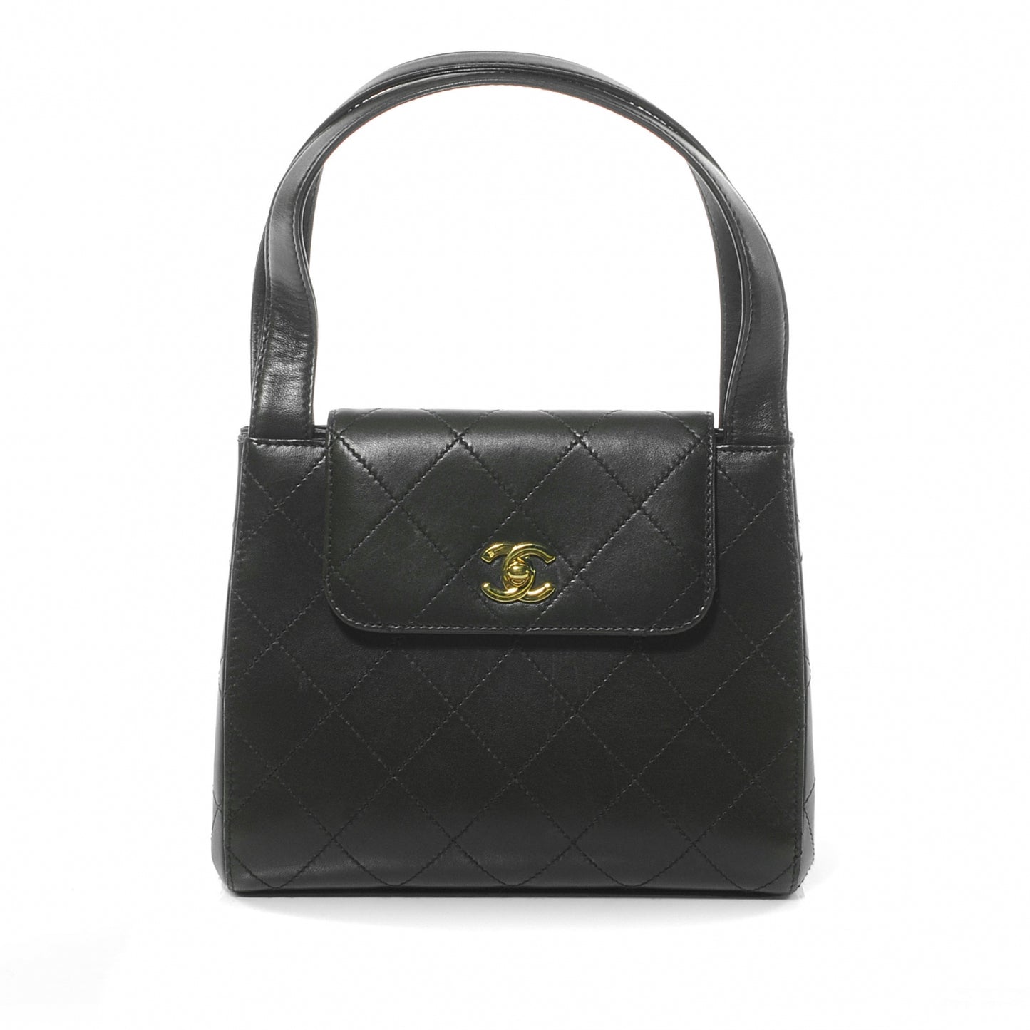 Lambskin Quilted Handbag Brown