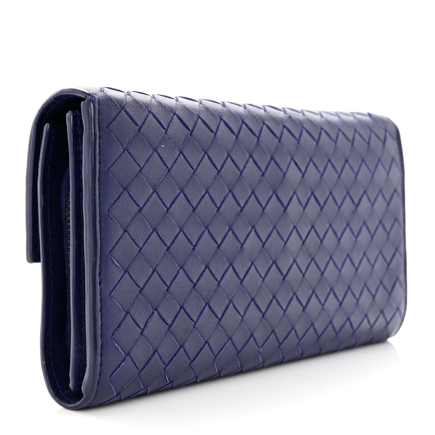 Nappa Intrecciato Continental Flap Wallet Atlantic