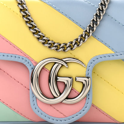 Gucci Calfskin Matelasse Diagonal Super Mini GG Marmont Shoulder Bag Multicolor Pastel 8 of 11