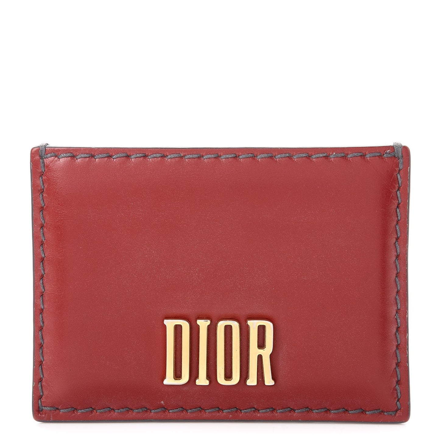 Calfskin D-Fence Card Holder Red