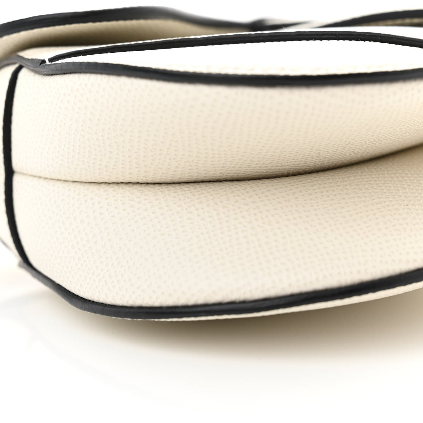 Grained Calfskin Mini Saddle Bag With Strap White