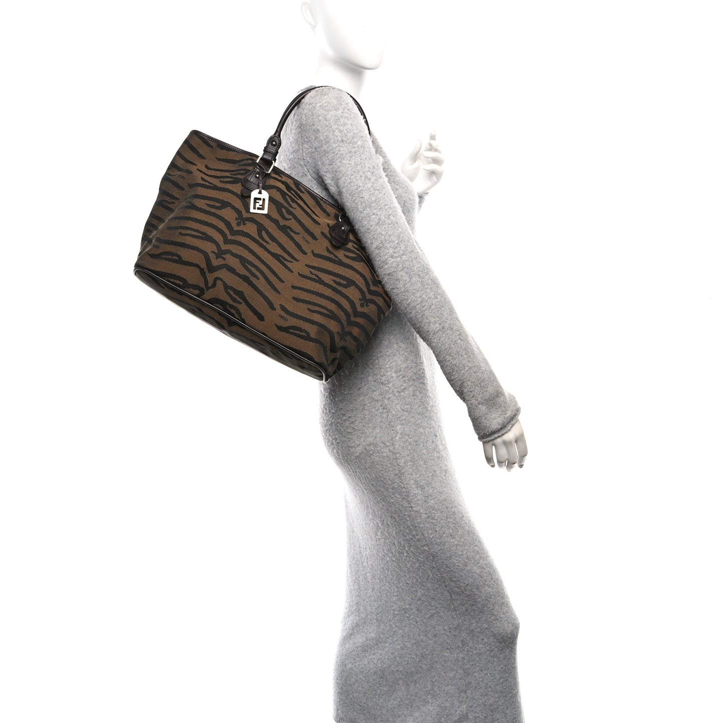 Canvas Tiger Print Tote Brown