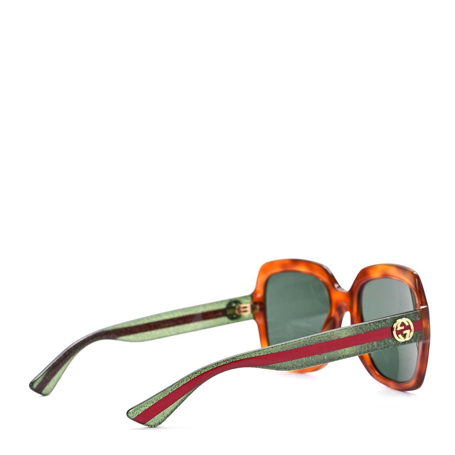 Gucci Acetate Square Frame Web Glitter Sunglasses GG0036S Havana 4 of 7