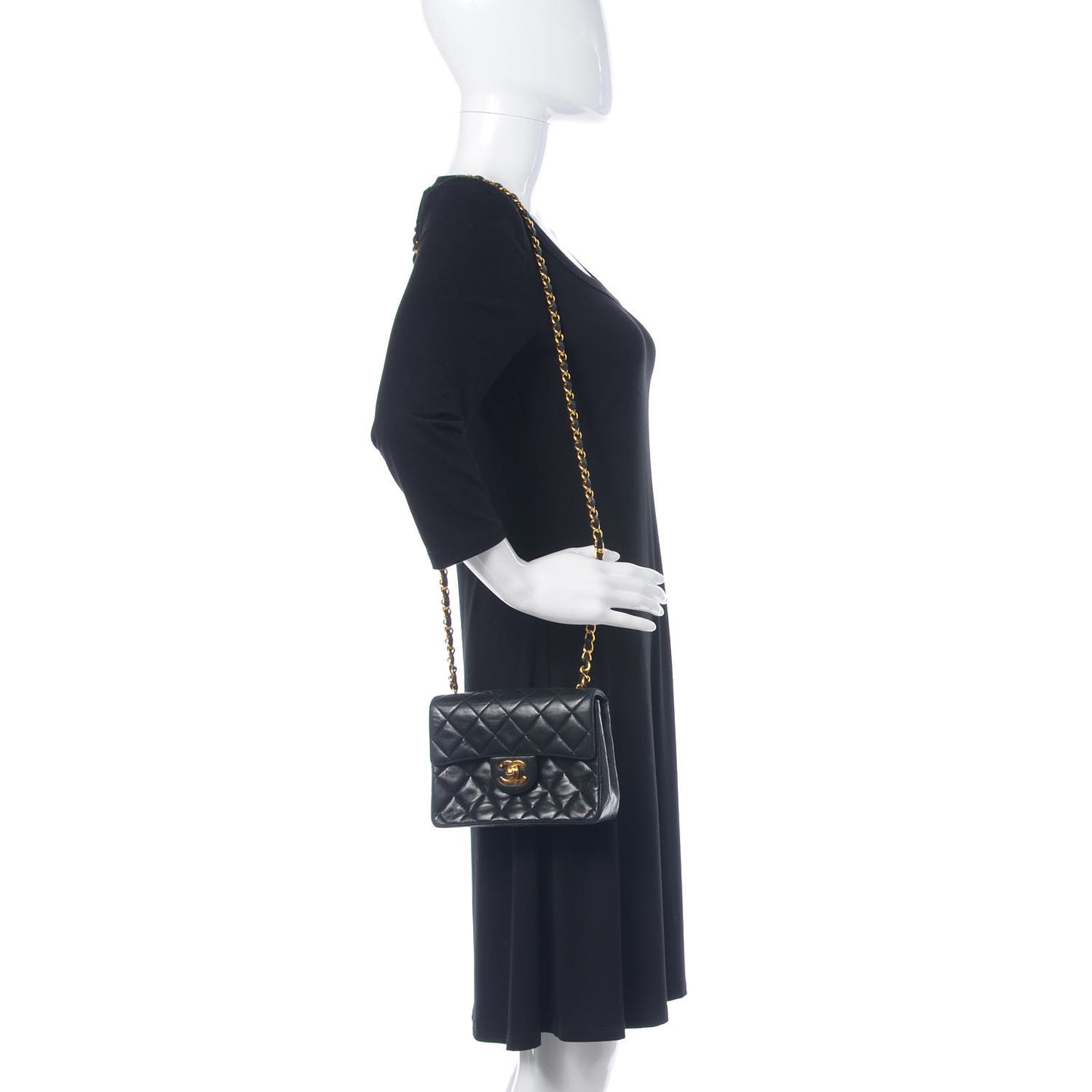 Lambskin Quilted Mini Square Flap Black