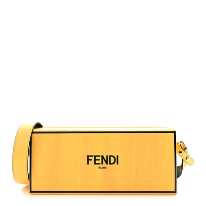 Fendi Vitello Fluffy Logo Horizontal Box Crossbody Bag Yellow Box Black 1 of 11