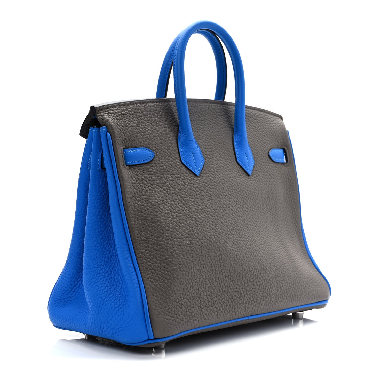 Taurillon Clemence Horseshoe Birkin 25 Etain Blue Zellige