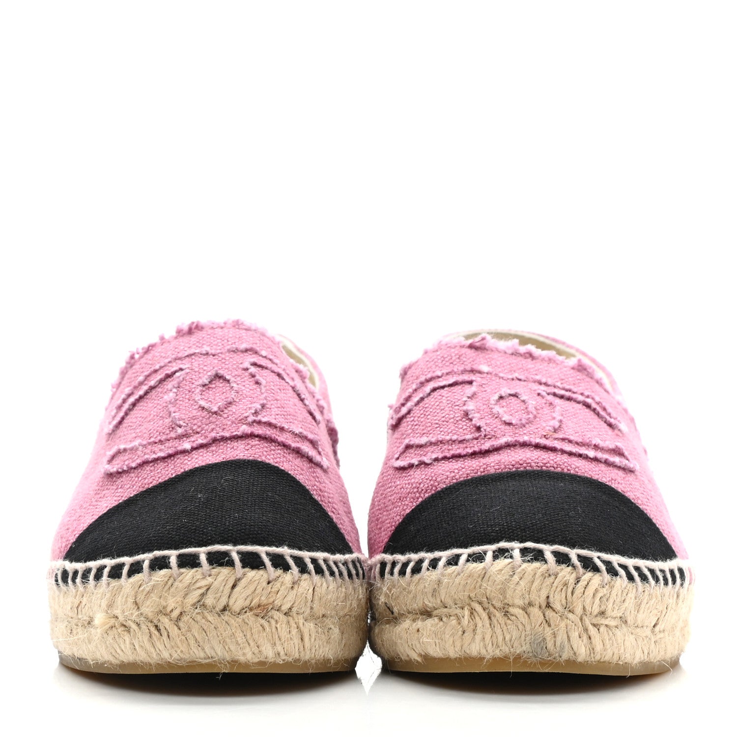 Chanel Linen CC Espadrilles 39 Pink Black 2 of 16