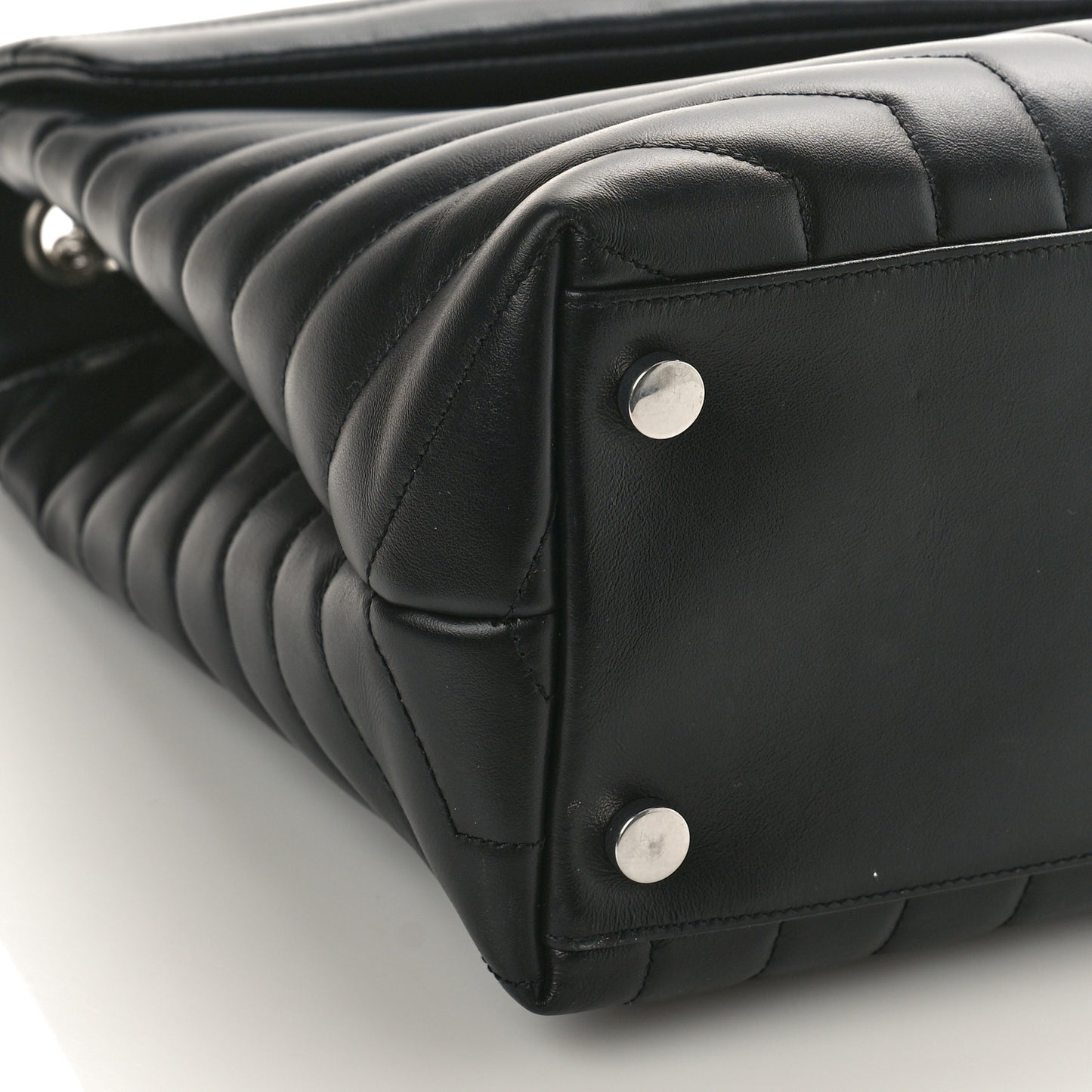 Calfskin Y Quilted Monogram Large Loulou Chain Satchel Black