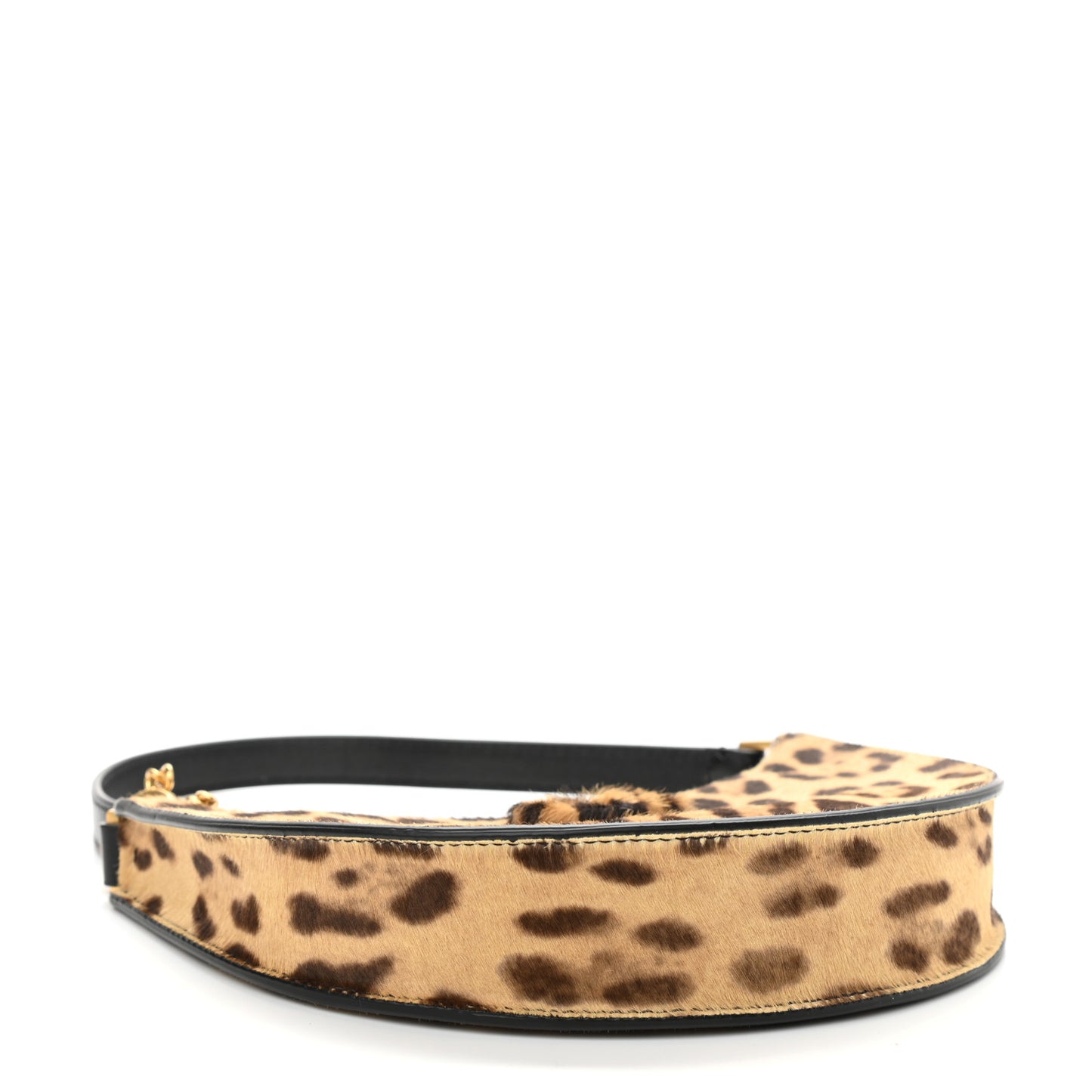 Calf Hair Leopard Print Mini Vlogo Hobo Bag Black Marrone
