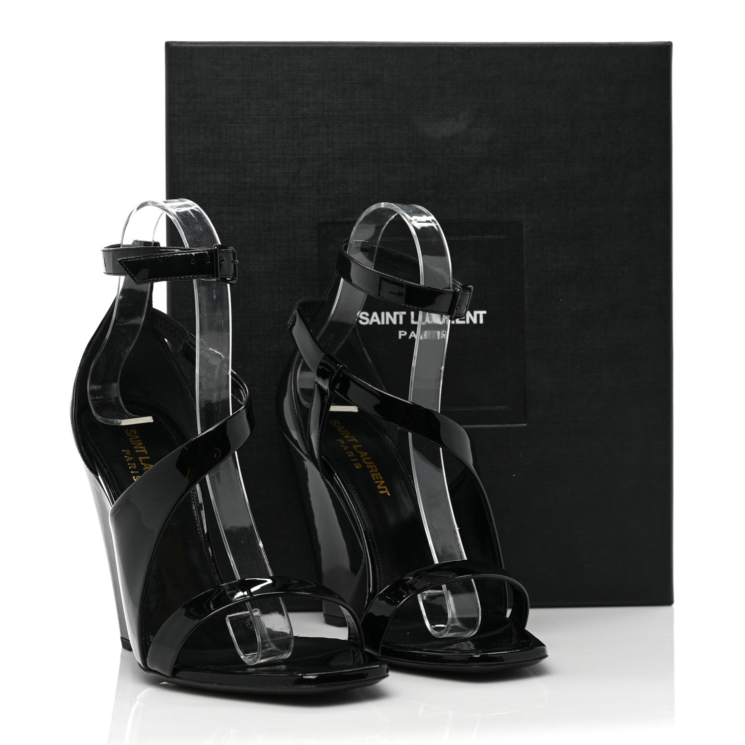 Saint Laurent Patent Niki Crossed 105 Sandal 37.5 Black 9 of 10