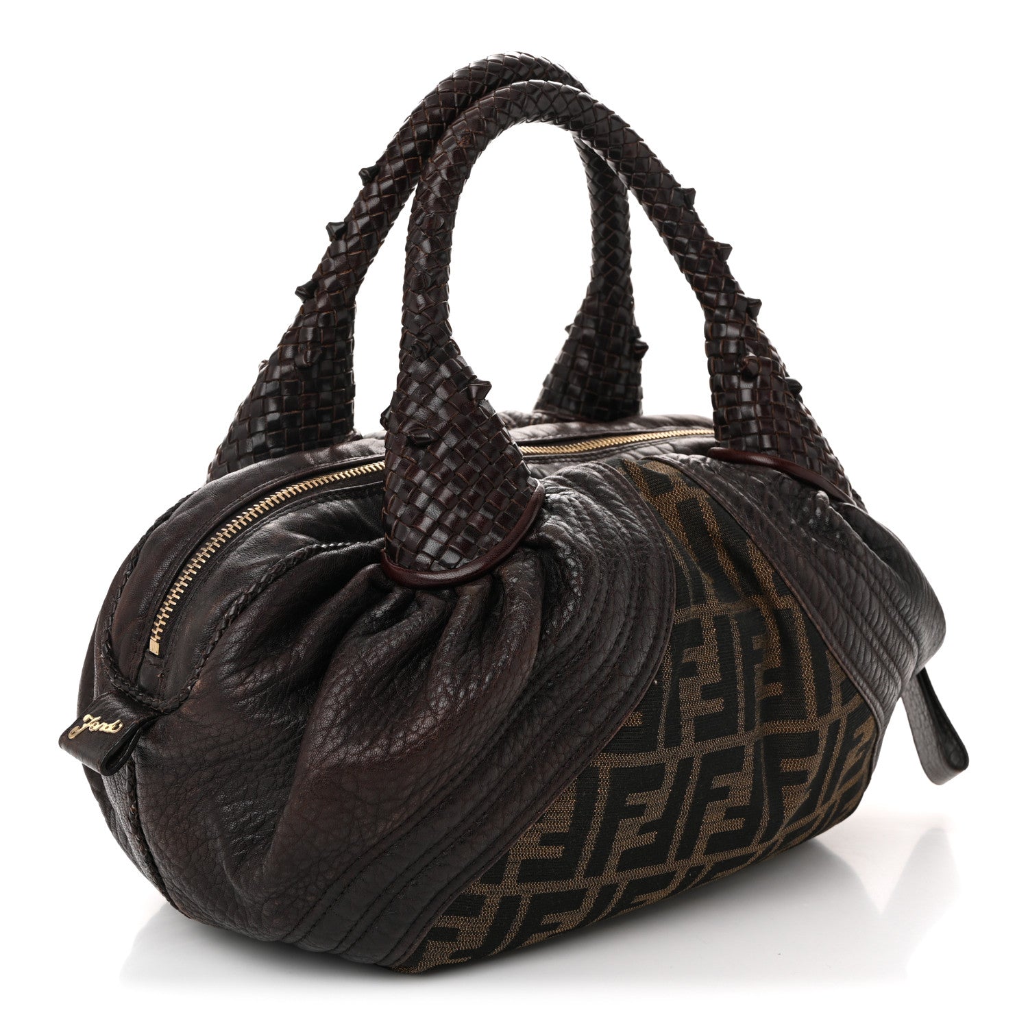 Fendi Zucca Nappa Nuvolata Vitello Tortuga Spy Bowler Tobacco Moro 3 of 10