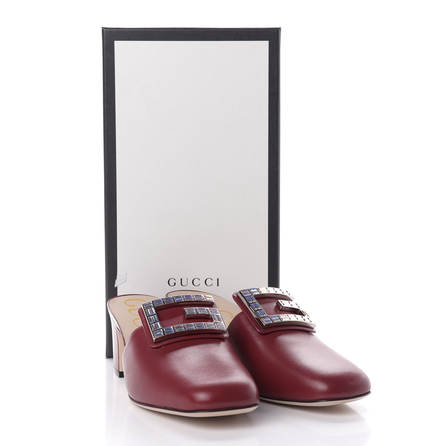 Gucci Malaga Kid Crystal Square G Madelyn Mules 40.5 Romantic Cerise 10 of 10