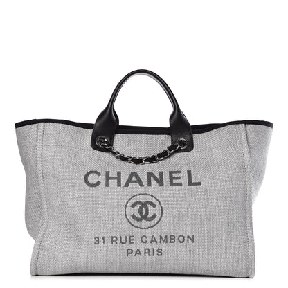 Chanel Woven Straw Raffia Large Deauville Tote Grey 1 of 10