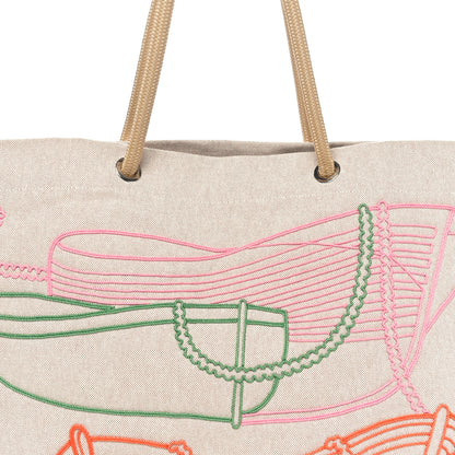 Hermes H Canvas Embroidered Thalassa Beach Bag Multicolor 7 of 9