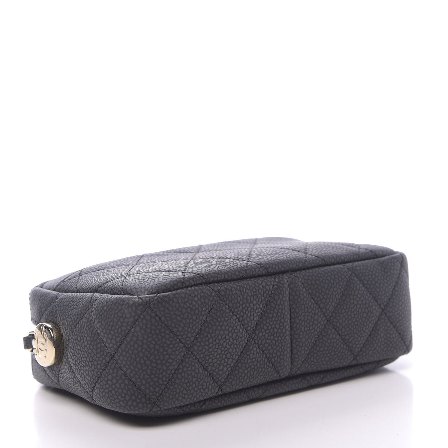 Iridescent Caviar Quilted Mini Coco Tassel Camera Case Black