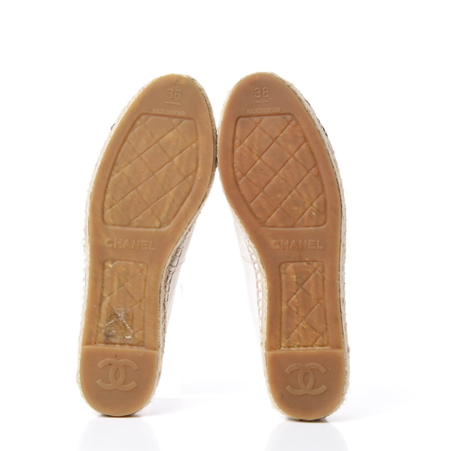 Lambskin CC Espadrilles 36 White Black