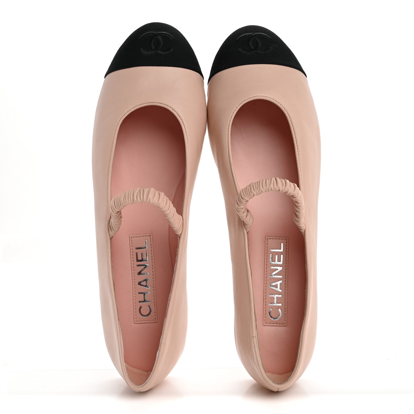 Lambskin Knit Grosgrain Cap Toe CC Ballerina Flats With Leg Warmers 39 Light Pink Black