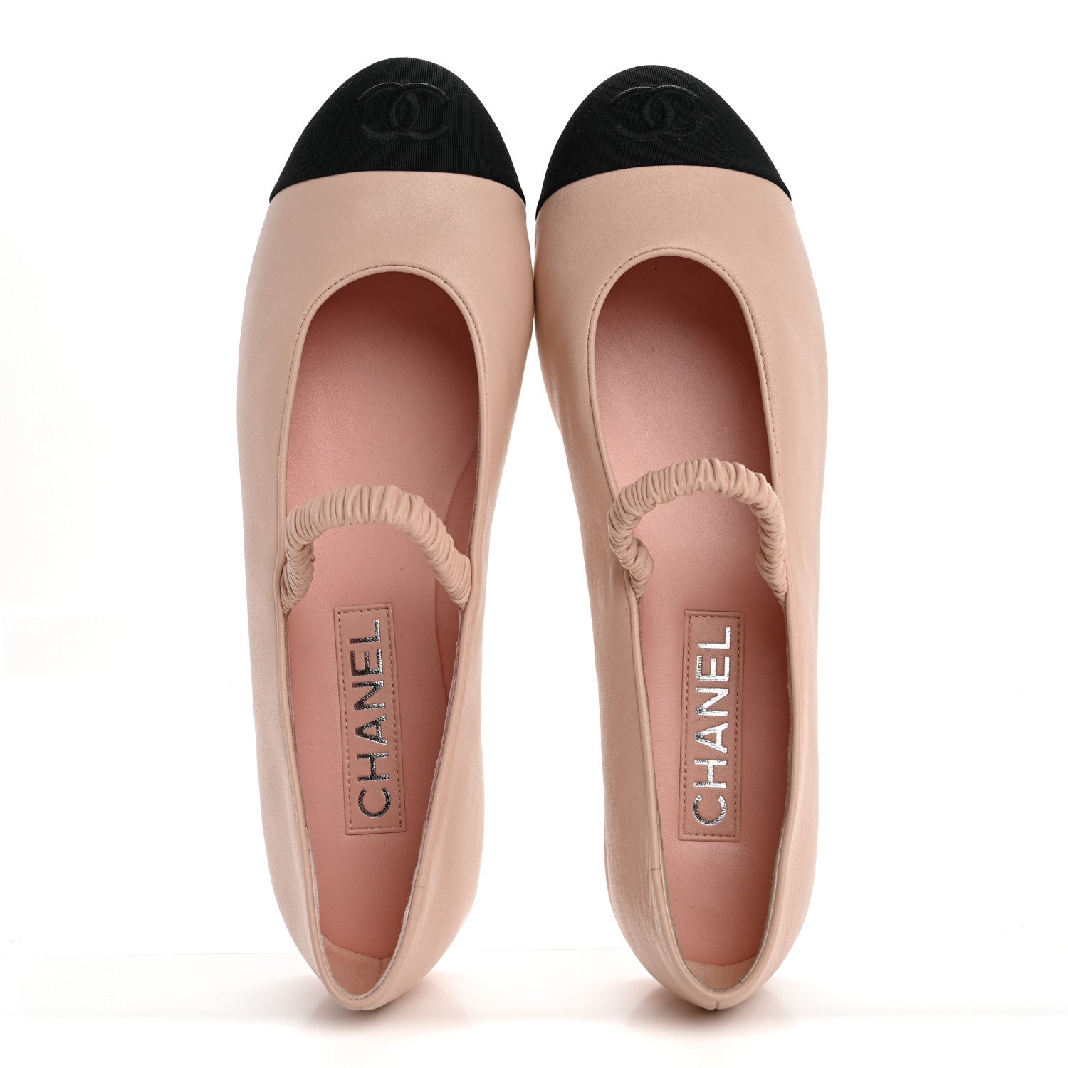 Chanel Lambskin Knit Grosgrain Cap Toe CC Ballerina Flats With Leg Warmers 39 Light Pink Black 3 of 11