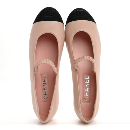 Chanel Lambskin Knit Grosgrain Cap Toe CC Ballerina Flats With Leg Warmers 39 Light Pink Black 3 of 11
